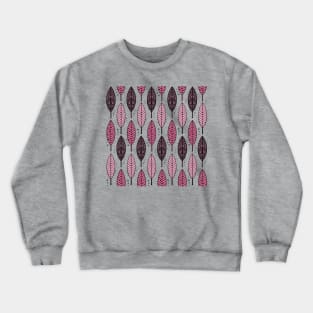 Pink Patterned Leaves Line Art Style Aesthetic Crewneck Sweatshirt